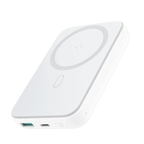 باور بانك جوى روم شحن سلكي منفذ USB-C بقوة 20 وات + منفذ USB-A بقوة 18 وات + شحن لاسلكى مغناطيسى بقوة 15 وات، 10000 مللي امبير، 2 منفذ، ابيض - JR-W020