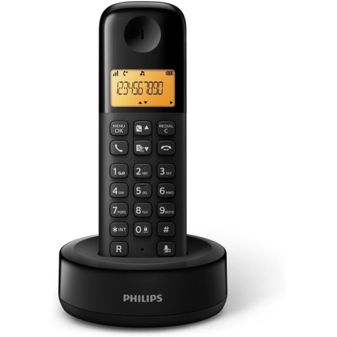 تليفون أرضي لاسلكي فيليبس ، D1601B-63 - أسود