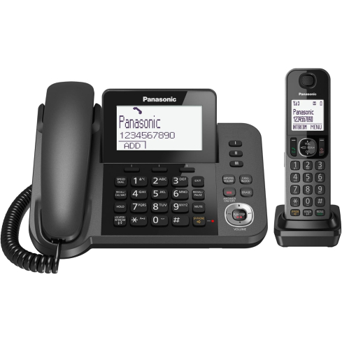 طقم هاتف منزلي سلكي ولاسلكي باناسونيك، شاشة رقمية، KX-TGF320-UE1 - اسود