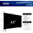 Haier TV 43 inch in Black - H43K75FFX | تلفزيون (شاشة) هاير 43 بوصة باللون أسود - H43K75FFX